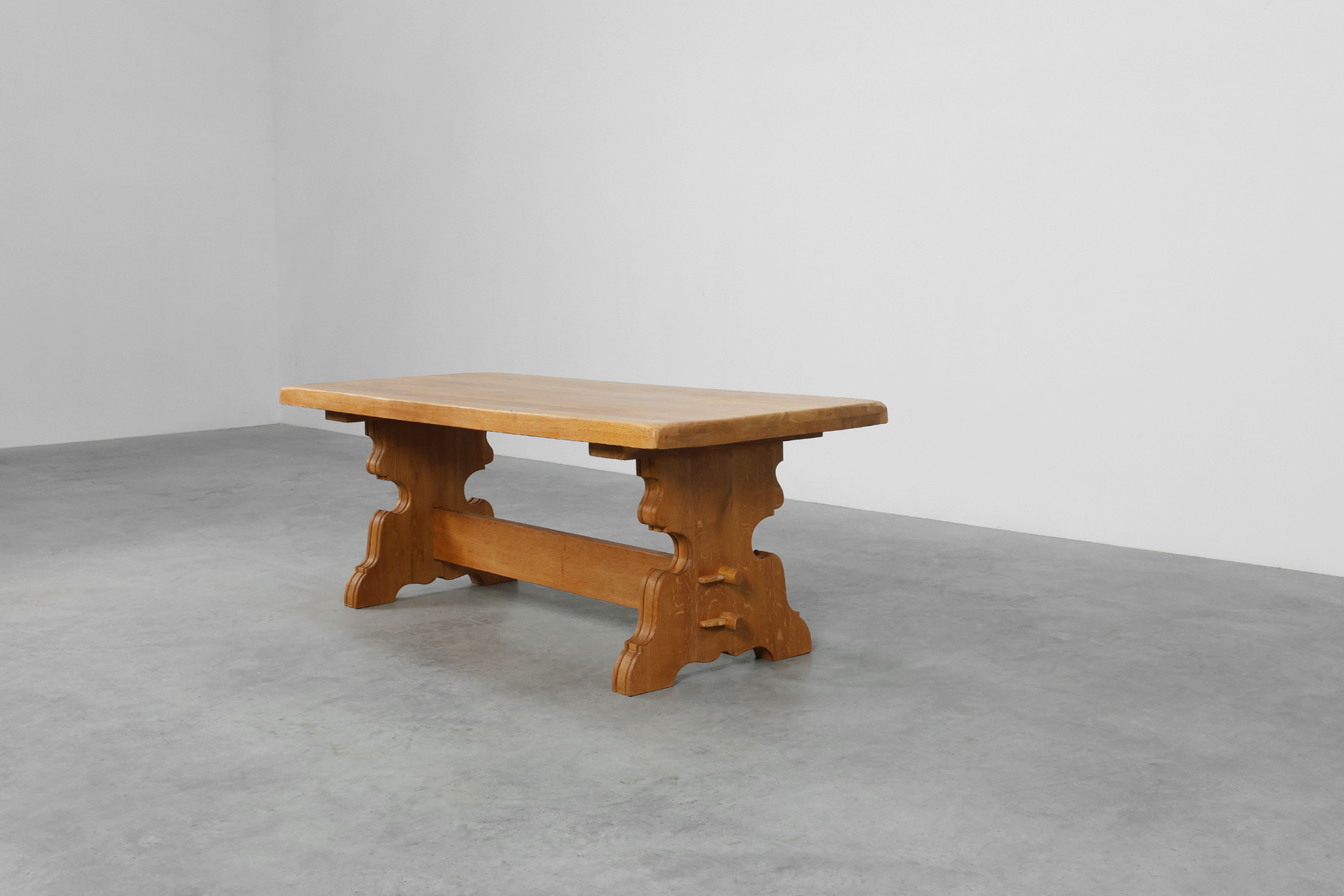 Mid‑20th‑Century Rustic Oak Dining Table, France 1960sthumbnail